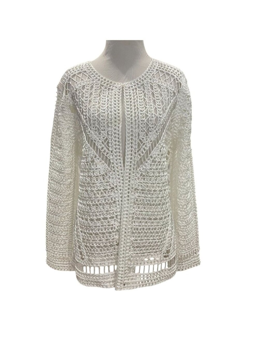 Berek Crochet Cottagecore Jacket Cardigan PL White Boho Festival Indie Fairy Top